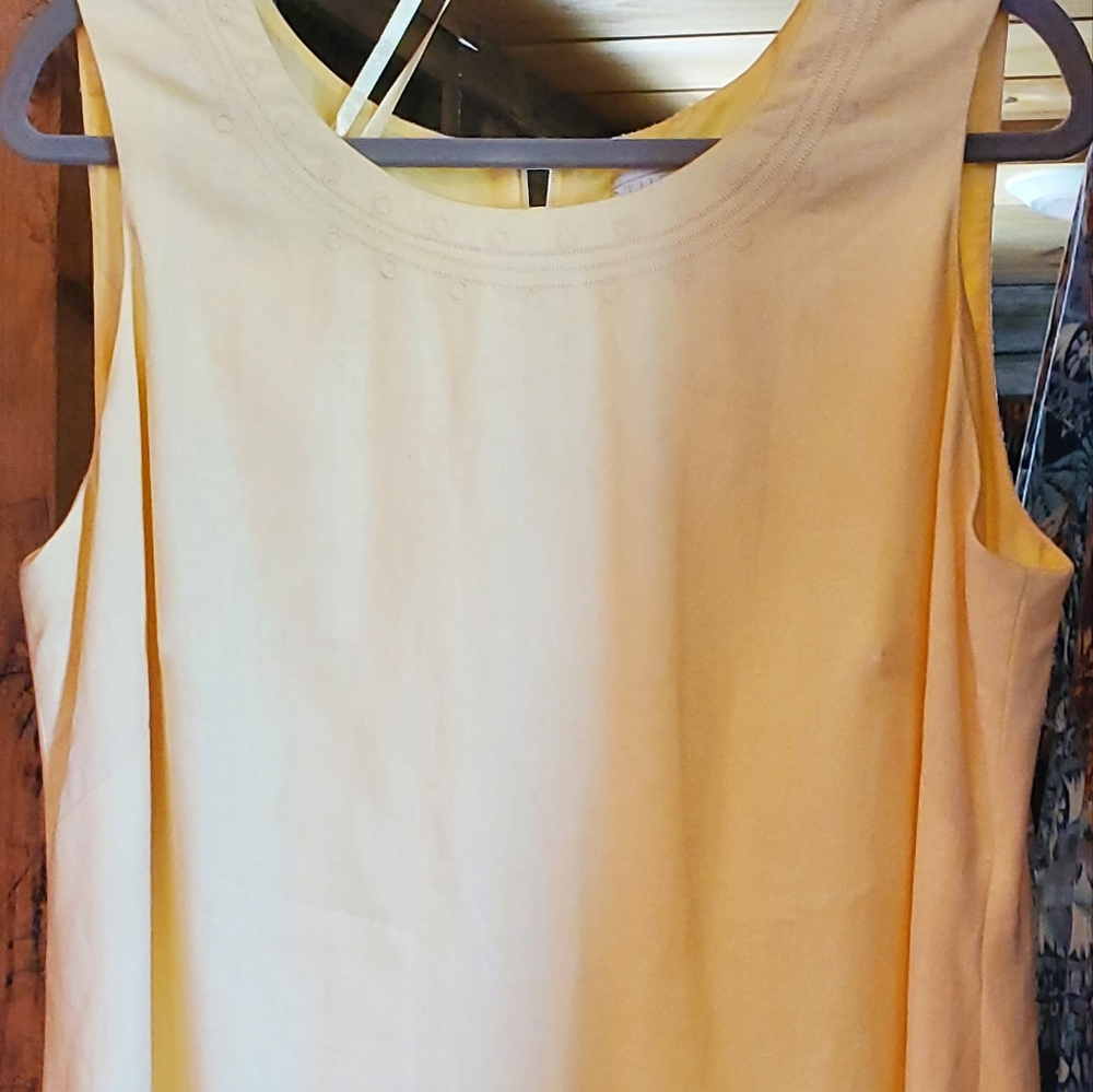 Vintage STUDIO C Yellow Maxi Linen 16W Dress